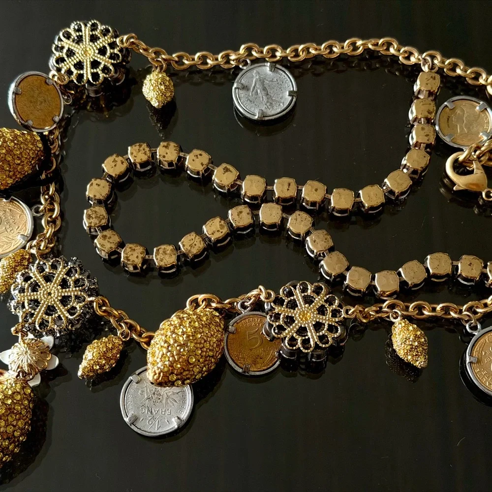 Dolce & Gabbana Embellished Coin Charm Necklace